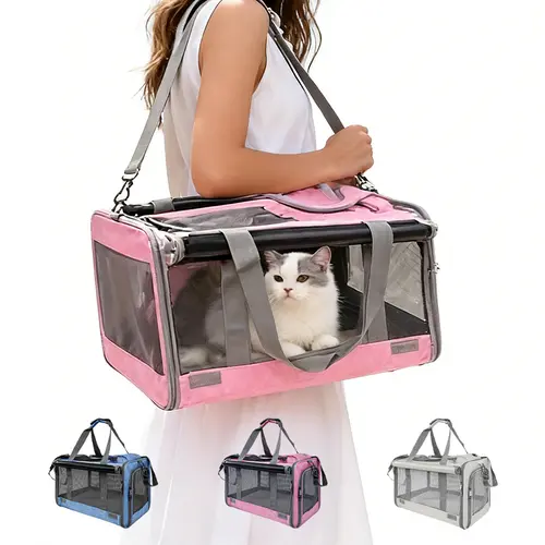 iHubei Cat Carrier for Vet Visit/Travel Large Space & Breathable Mesh Pet Carrier for Dog 2 Cats Kitty Travel Bag with Privacy Curtains Foldable for Car Ride TSA Approved Catcarriers for Big Cats Large Cat Visibility Soft sided Adjustable Straps Shopping