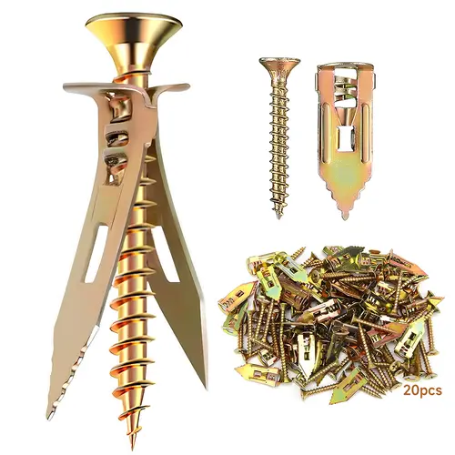 40Pcs Self-Drilling Drywall Anchor & Mounting Screw Kit - 20 Metal Anchors, 20 Screws, No Pre-Drilled Holes Needed for Drywall Walls, Fixing TV, Shelf, Curtains Installation