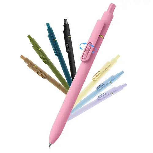 8 Pcs Minimalist Black Gel Pens - 0.7mm Medium Point, Quick Drying Retractable, Carbon Free Tungsten, Fidget Ball Feature, Smooth Writing for Men/Women Back to School Office Stationery Art Supplies, Assorted Colors