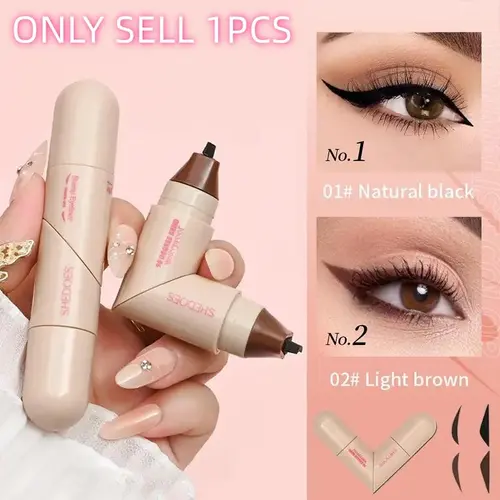 Rotating Winged Eyeliner Stamp Pen, Eyeliner Cosmetic, Eye Makeup Products, Dual-Head Design for Precise Cat Eye & Winged Liner, Longwear Liquid Eyeliner, Waterproof Smudge-Proof Formula, Quick-Drying for Busy Days and Special Occasions