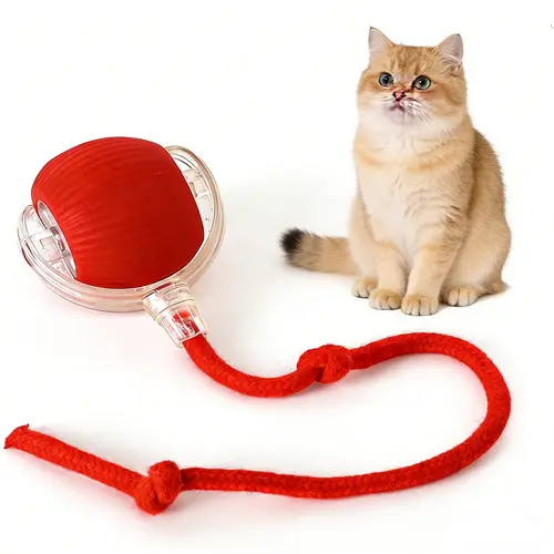 Automatic Ball/Chaser Cat Toy with Speedy Tail, Button Tap Operation, Rolling Motion, Auto-Reverse, Smart Wall Bounce, Durable, Dirt & Hair Resistant, Sanitary Clean, Eco-Friendly Shell, Silicone Waves, Universal Size Indoor Toy for Cats & Kitties