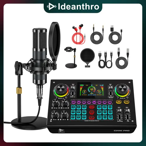 Ideanthro C200PRO-P15 Sound Card Mixer, Podcast Bundle Live with XLR Microphone Connector, Professional Chipset, ouch Voice Change for Podcast,Recording,Vocal,Game VoiceOK，#TikTokShopBlackFriday