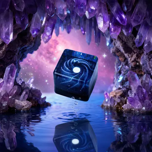 Pawtoto Galaxy Form Series Luminous Cube Squishy Stress Relief Tool - Handmade Food-Grade Silicone, Creamy Clay Feel, 200g, Quick Rebound, Neurodivergent Kids Fidget Tool, Ease Daily Stress, Calm the Mind Cool Gift