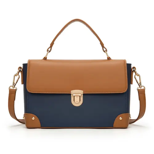 Milan Chiva Satchel for Women, Chic Retro Color Block Leather Convertible Crossbody, Small Everyday Bag for Wedding, Crossbody Shoulder Bag, Shoulder Purse, Zip, Hidden Zip Stash, Secure Lock Zip