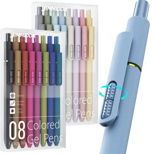 8 Pack Gel Pens, Quick-Drying Black & Color Ink, 0.7mm Fine Point Fidget Pen Smooth Long-Lasting Ink Pens, Stress Relief , No Smear, No Bleed, Journaling, Note Taking ,School Office, Gifts for Men Women