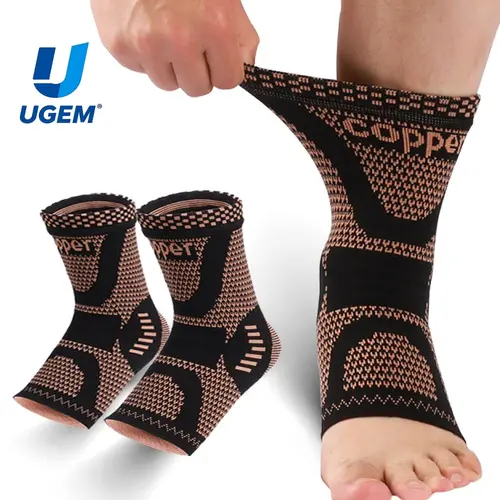 UGEM Copper Ankle Brace, Copper Infused Ankle Support Compression Sleeve for Men & Women, for Foot Pain Relief, Sprained Recovery, Achilles Tendonitis, Daytime or Night Use(L) summerwins,camping essentials