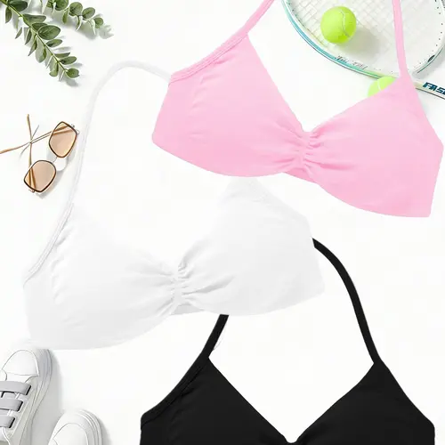 Women's Solid Color Stretch Sports Bra, Breathable Comfortable Sports Bra, Ladies Sportswear for Indoor Outdoor Wear Workout Bras