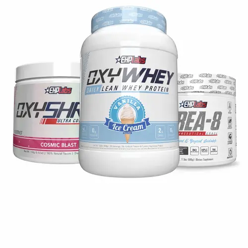 EHPlabs OxyShred Ultra + OxyWhey + CREA-8 Fitness Supplement Stack - Pre-Workout, Whey Protein, Creatine - Energy, Muscle, Recovery Support - Complete Gym Supplements & Muscle Fitness Healthcare Bundle