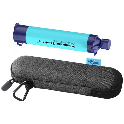 Membrane Solutions Pocket-Size Plastic Emergency Water Filter Straw, 5-Stage 5000-Liter Survival Gear, Official Carry Case, Zip Lock Bag - Hikes/Camps/Climbs Ready (Ideal for Hiking, Camping, Boating) (Unisex)