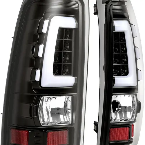 HECASA LED Tail Lights for Truck, Truck Accessories Compatible with 1999-2006 Chevy Silverado, 1999-2002 GMC Sierra 1500/2500/3500, LED Tube Bar Taillight Lamp (Clear Lens + Black Housing), Led Lights For Truck