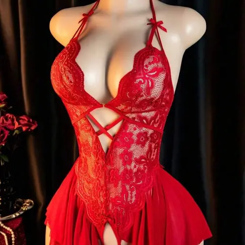 Women's Sexy One-Piece Floral Lace Bow Tie, Fitted All-Season Fashion, Perfect for Casual Wear & Stylish Occasions, Underwear Lingerie