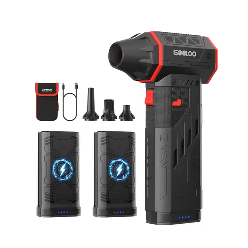 GOOLOO F5 Cordless Compressed Air Duster, 180000RPM Electric Blower with Dual Removable Batteries, 3-Gear Adjustable Mini Handheld Tool for Car Detailing, PC/Keyboard Cleaning