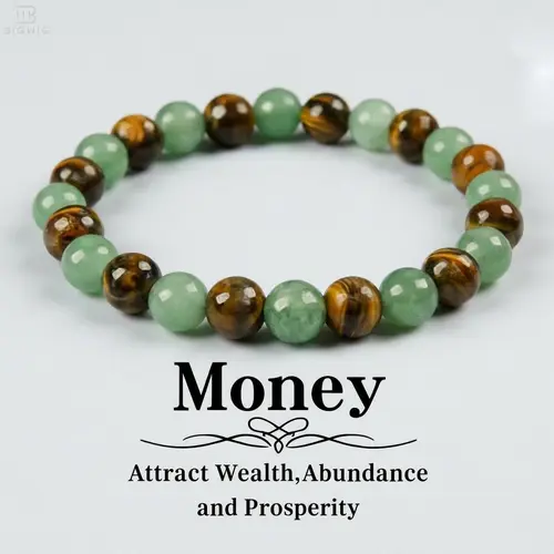 Money Attraction Bracelet with Green Aventurine & Tiger Eye - Elegant Design blue friendship bracelet beaded jewelry protection bracelet encouragement gift Elastic Band fashion artificial bracelet Crystal Bracelet for Women Men summerwins DealsForYouDays