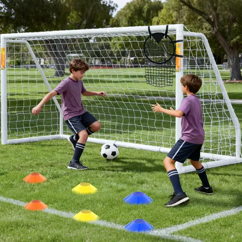 ABORON Portable Fold Soccer Goal - 12x6/10x6/8x6/6x4FT HPVC Sporty Football Goals, Fold & Pack Away, Weatherproof, Durable Post w/Soccer Net for Backyard Fun, Adults & Youth Outdoor Practice Training