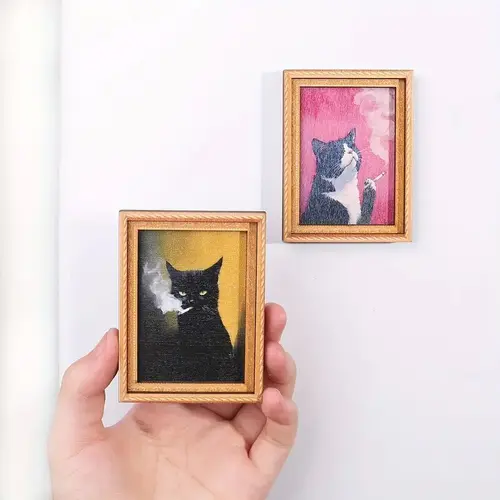 Cute Cat Refrigerator Magnets Adorable Black & White Cat Design with Pink Accents Durable Bamboo Material Perfect for Home Office Decor Holiday Gifts and Kitchen Accessories Cat Accessories