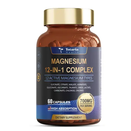Buy 1 Get 1 FREE -Totaria Nature Magnesium 12-in-1 Complex 700mg - 60 Vegan Capsules for Muscle Heart & Relaxation Support High Absorbable Blend of 12 Chelates Dietary Supplement,travel essentials