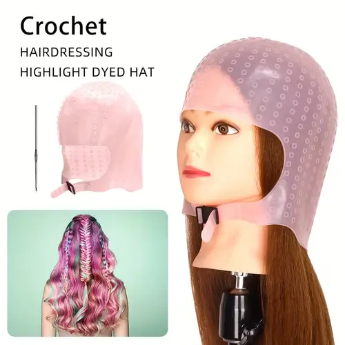 4 Professional Hair Dye Kit Tools | Reusable Silicone Pick Dye Cap, ABS Plastic Nylon Hair Dye Comb - For Salons & Home Use Haircare