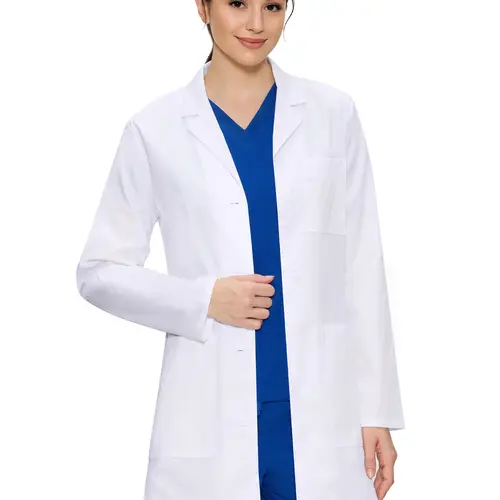 COZYFIT Lady's Professional Cotton Fabric Lab Coat - 3-Pocket Women's Workwear Uniform for Science, Chemistry Use