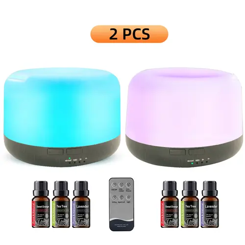2PCS 500ml BPA-Free Aromatherapy Fragrance Aroma Mist Diffuser Humidifier, 2pack for Rooms with 2-pack Convenience, Remote Control, Auto-Cut Off Function
