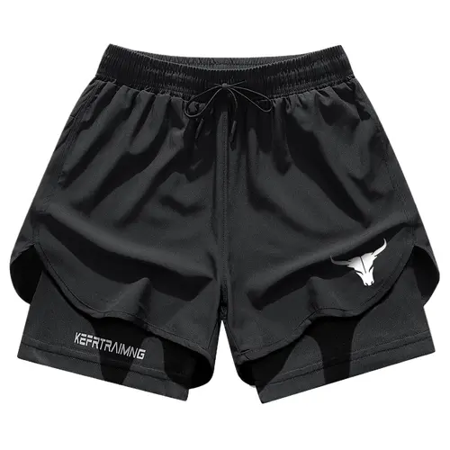 Men's Stylish Printed Active Shorts - Elastic Waistband, Lightweight Stretch Fabric, Side Pockets, Comfortable Fit, Suitable for Running, Gym, Athleisure Street Wear | Casual Athletic Men's Shorts, Gray, Compression Liner, Athleisure Street Shorts