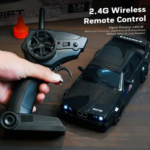 1:24 Remote Control Drift Rc Car with 2.4GHz 4wd, Amazing Lights and Tires, Includes Road Obstacle Tools, Perfect Birthday Gift, Remote Controlled Vehicle
