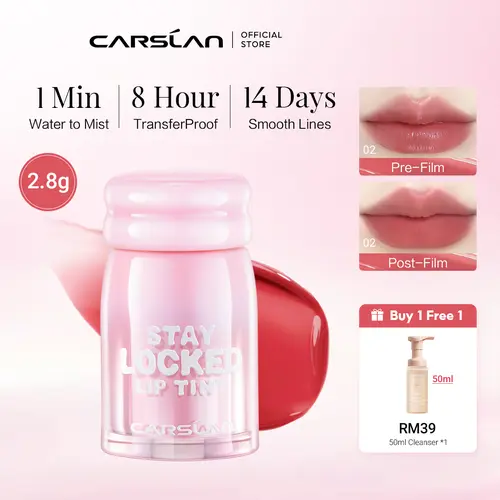 CARSLAN Stay Lip Tint Glossy Turn To Matte Finish Waterproof Long-Lasting Tansferproof Non-Stick Cup Lip Gloss