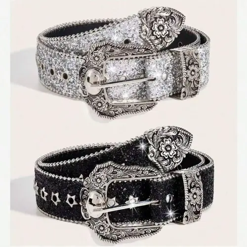 Women's Y2K Style Western Short Fat Belt with Dopamine Star Eye Decoration, Perfect for Daily Wear, Parties, Summer, School, Bling Western Belt, Star Decorated Belt, Decorative Belt