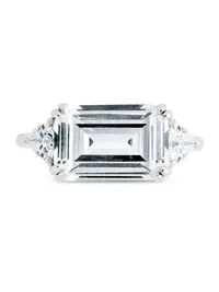 Sterling Silver Emerald & Trillion Ring