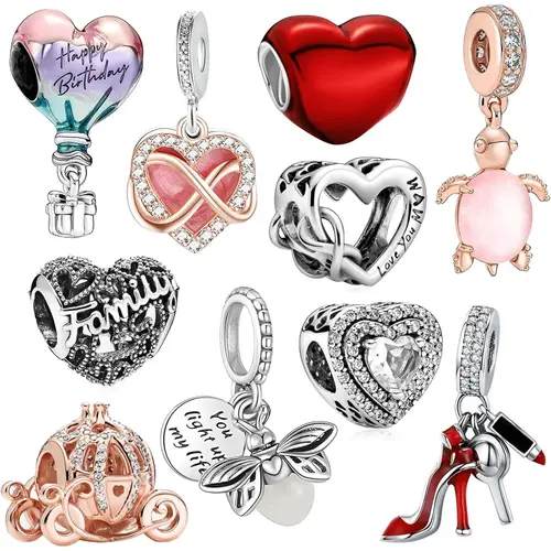Women's 10-Pack Mixed Design Charms & Pendants, Hypoallergenic Tarnish-Proof Alloy Steel, Durable Fashion Accessory, Decorative Charm Gift for Personalized Bracelets, Accessories For Women, Tarnish Free, Makeup, Hypoallergenic Steel, Turtles, Metallic, Bl