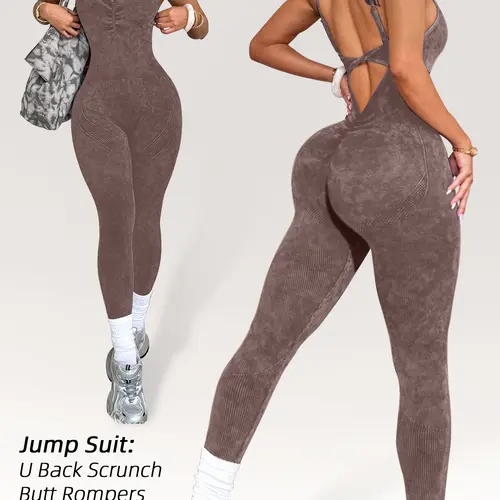 Women's Washable Sandblasted Fitted Jumpsuit, Twisted Style One-Piece for Casual Wear, Womenswear for Everyday