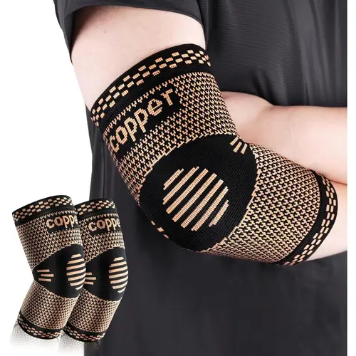 UGEM Copper Fabric Elbow Compression Sleeve - Multi-Size Sports Compression Sleeves for Tennis Elbow, Optimal Support & Maximum Pain Relief, Armsleeve for Active Adults with Active Lifestyles
