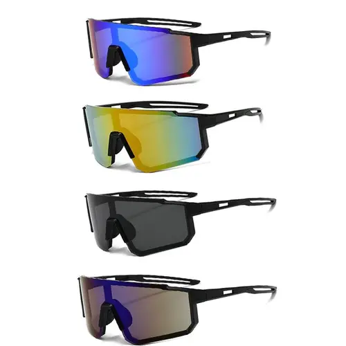4pcs Unisex Stylish Polarized Sunglasses Set - Double Bridge Sports Eyewear, UV400 Anti-Ultraviolet Mirror Lenses, Windproof Lightweight, Men's Sunglasses, Sun Protection, Ideal for Cycling, Athletic Use, Stylish Sunglasses