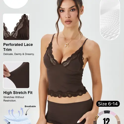 Sexy Lace Deep V Wireless Bra Set, Fashionable Spaghetti Strap Top, Comfortable Undergarment, Stylish Women's Lingerie, Feminine, Medium