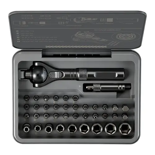 Steelite 40-in-1 Flex Head Ratchet Screwdriver Tool Kit - S2 Bits, 180° Ball-Joint Handle, Durable Steel, EDC Utility, Tools and Gadgets Repair, Compact Portable Case for Home/Furniture, Holiday Gift, Durable Steel Tool Kits