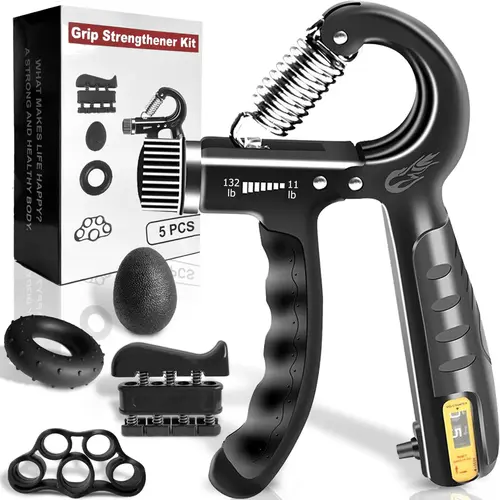 Grip Strengthener Kit - 5-Pack Adjustable Resistance, Compact Design, Contoured Palm, Durable Rubber for Daily Use (Sports & Outdoor Gymnastics Leisure Equipment)