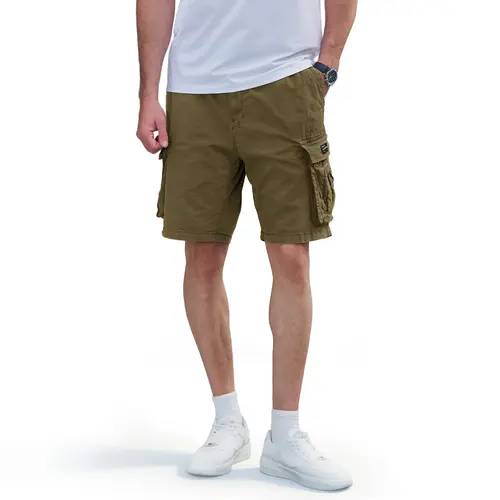 MAGCOMSEN Men's Cargo Shorts - Cotton Blend, Spandex, Relaxed Fit, Fitted Elastic Waistband, 6-Pocket, Casual Sporty Chic Mensfashion for Summer Work, Above Knee Menswear Activewear