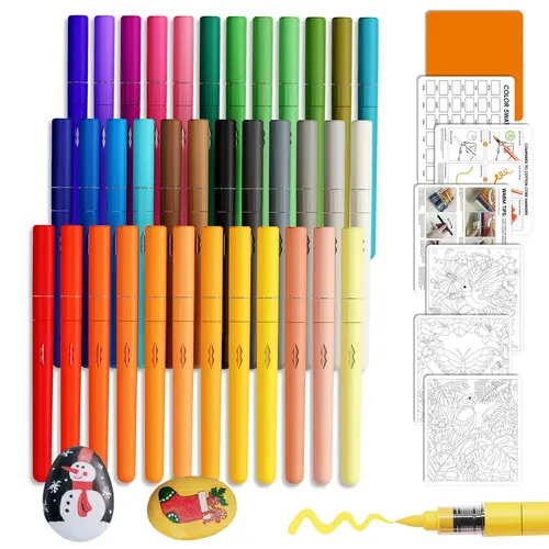 TIMETOME 36-Color Acrylic Paint Markers Set with Transparent Organizer Box, 1-5mm Flexible Brush Tips, Stronger Coverage, Shaking Pen, Waterproof, Fade-Resistant, Hassle-Free for Kids DIY Art & Crafts Supplies,back to school,back to school haul