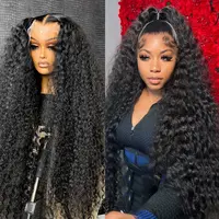 Bling Hair 32 34Inch 13x6 13x4 Lace Front Human Hair Wigs Pre Plucked For Women Deep Wave Human Hair Lace Frontal Wigs 180 Density Transparent Lace Wig Real Human Hair