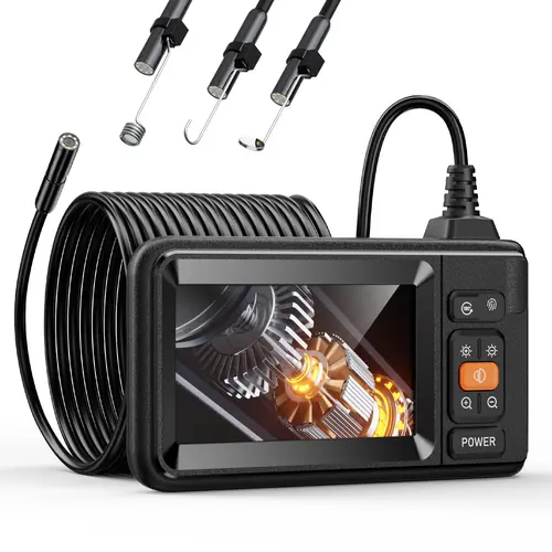 Single Lens Industrial Endoscope Camera | 1080P Digital Borescope with 4.3" LCD Screen, 7.9mm Probe, IP67 Waterproof, 5M Semi-Rigid Cable Automotive Maintenance Tools