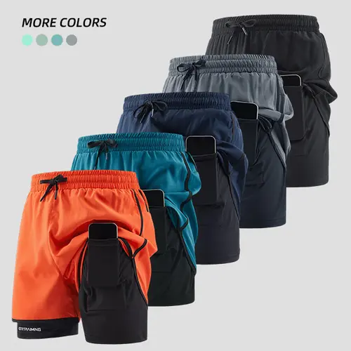 Men's 2-in-1 Double Layer Short Pants, Breathable Quick-Dry Custom-Fitted Athletic Running Shorts for Run or Lift, Cold Wash Athleisure Activewear, Custom-Fitted Men's Shorts
