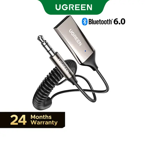 UGREEN Aux to Bluetooth 6.0 Adapter 3.5mm Bluetooth Receiver for Car USB 2.0 to 3.5mm Jack Kit with Built-in Microphone Aux Input for Hands-Free Calls Compatible with Car Speaker and Home Audio,DealsForYouDays Power Supply Port