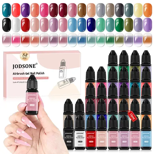 JODSONE 32 Colors Airbrush Gel Nail Polish - No Dilution, Full Coverage & High Saturation, Perfect for Home Salon | Christmas Gift