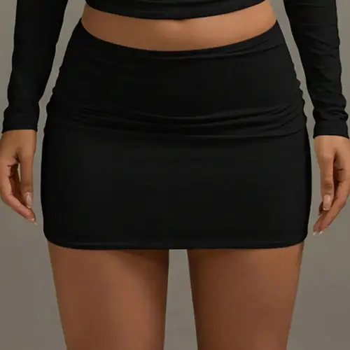Women's Spring Summer Knitted Plain Pattern Low Waist Slim Fit Short Length Mini Skirt, Slim Fitting Skirt, Stylish Bodycon Skirt, Fashionable Bodycon Casual Basic Versatile Skirt for Daily Home Holiday Vacation Womenswear