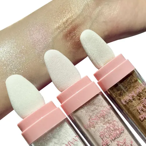 Shimmering Highlighter Powder with Soft Makeup Sponge Head Body Glitter High-Gloss Makeup Powder & Glitter Bar for Natural Brightening and Radiant Finish Party Cosmetic Beauty Product