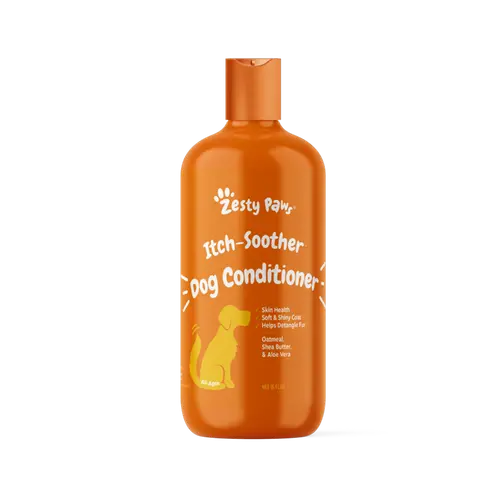 Zesty Paws Itch-Soother Dog Conditioner with Oatmeal Shea Butter & Aloe Vera for All Breeds Gentle Detangling & Skin Health Support