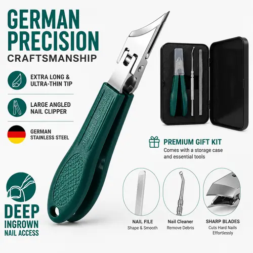 Eagle Beak Beveled Nail Clippers, 3Pcs Wide Jaw Opening Anti-Splash Slanted Nail Clipper, Long Handle Wide Jaw Opening Anti-Splash Slanted Edge Nail Clipper for Thick Nails,Seniors&Ingrown Care(Green), Nail Care, Angled Nail Clipper Pedicure Tool, Manicur