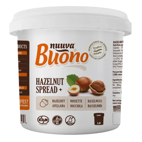 Buono Hazelnut Cream Spread | Soft & Creamy Hazelnut Filling & Topping | Perfect for Cakes, Cookies, Crepes, Waffles & Ice Cream | Great for Dipping | No Refrigeration Needed | For Home Bakers & Pastry Chefs | Kosher Certified