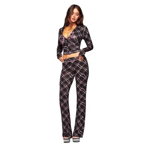 BLARE TRACKPANT - BLACK WARPED PLAID