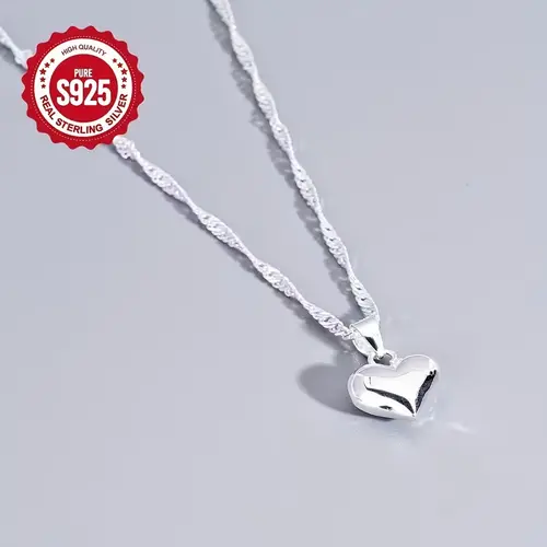 Women's Distinctive Look Unique Heart Pendant - Shiny Silver Gem Accents Accessory, Casual Wear Jewelry, Valentine's Day Gift, Necklaces, Silver Accents Necklaces