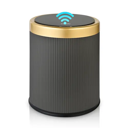 Pukomc Motion Sensor Trash Can with Lid 3.5 Gallon Touchless Bin Automatic Waterproof Bathroom Garbage Can Large Capacity Odor Control Advanced Sensing Technology Stylish Beige